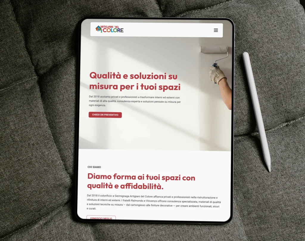 artigiani del colore mockup tablet