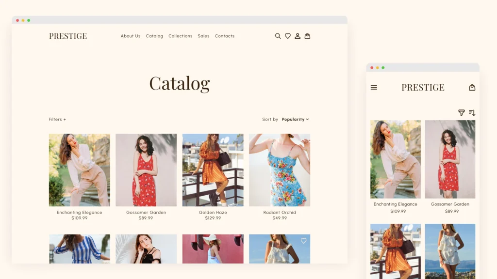 fashion website mobile deskdop ui