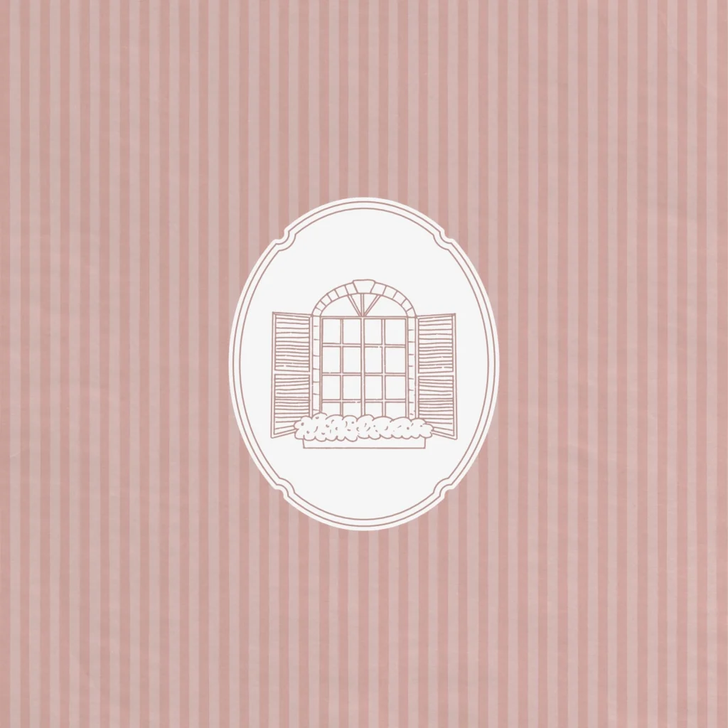 badge with illustration on stripe background